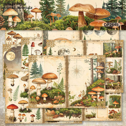 Mushroom Botanical Journal Papers 8pcs