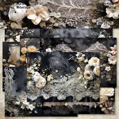 Lace Floral Papers 8pcs
