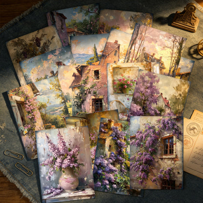 Romantic Lavender Cottage Papers 16pcs