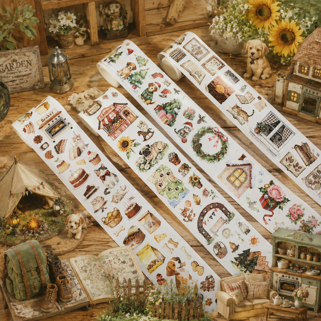 Cute Pets Camping Washi Tape Set