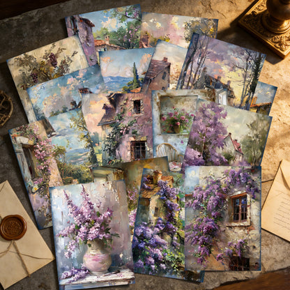 Romantic Lavender Cottage Papers 16pcs