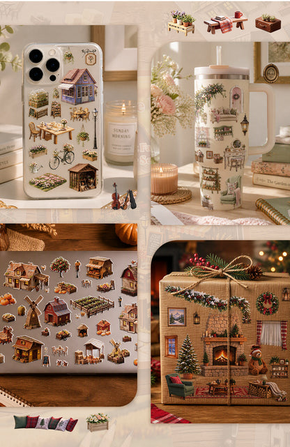 Clay-Style Diorama Stickers Collection