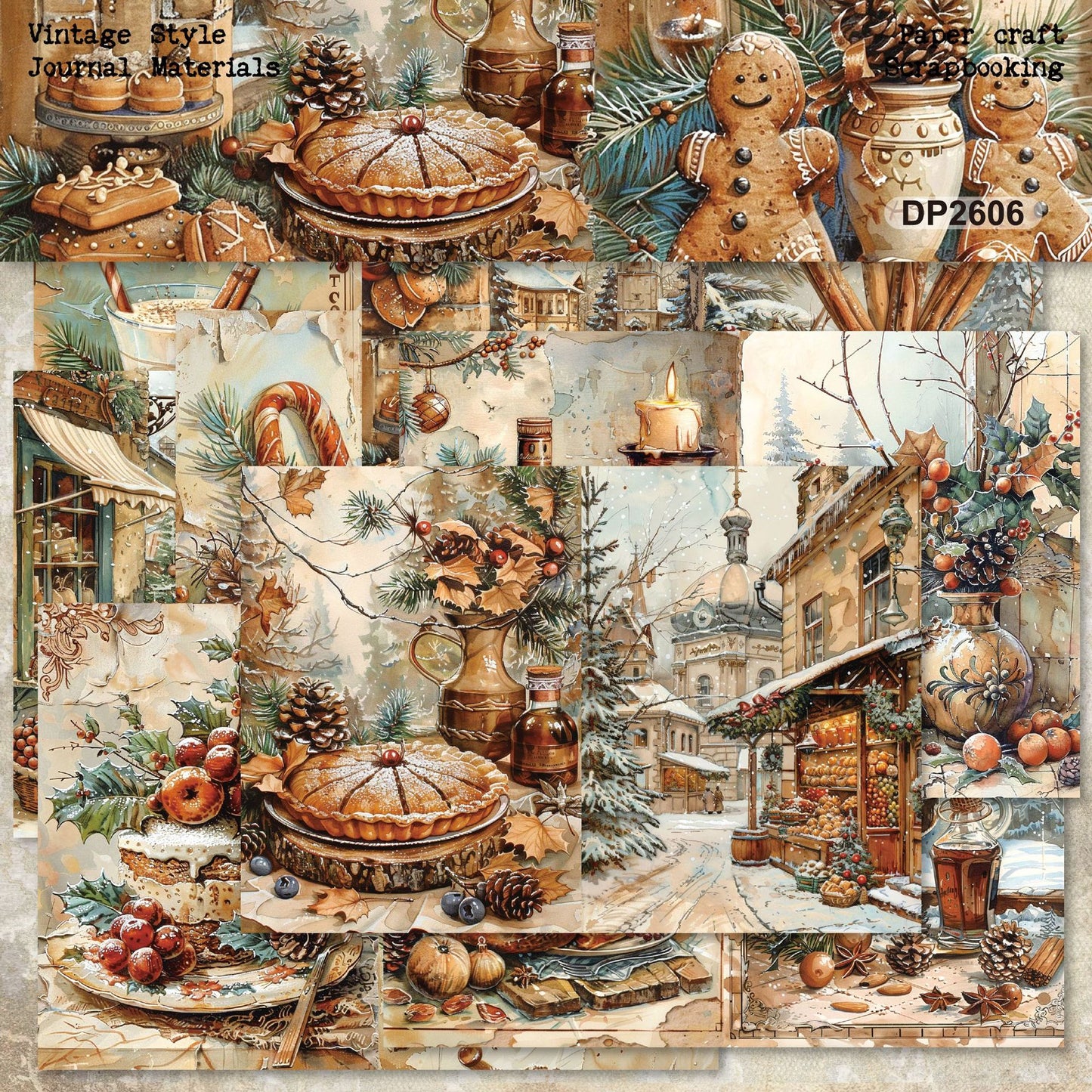 Cozy Christmas Journal Papers 8pcs