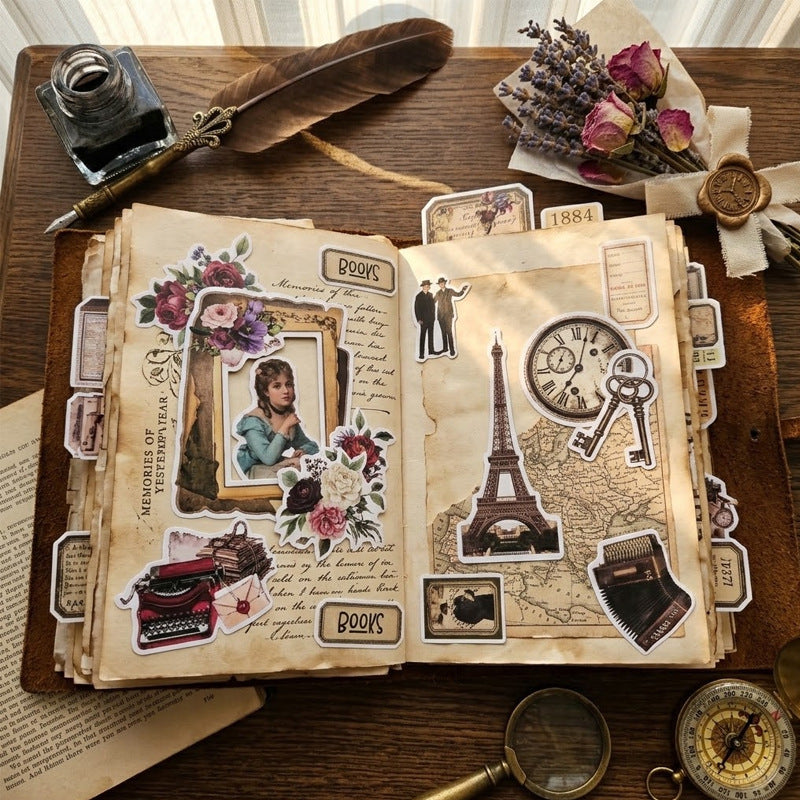 Vintage Parisian Ephemera Stickers 80pcs