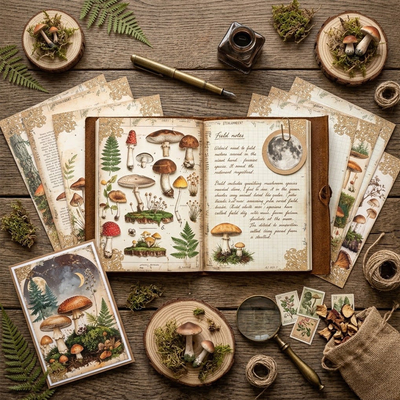 Mushroom Botanical Journal Papers 8pcs