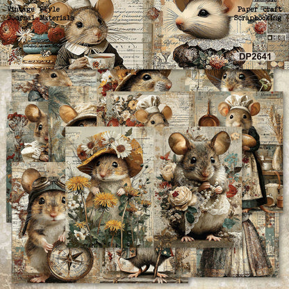 Whimsical Mouse Journal Papers 8pcs
