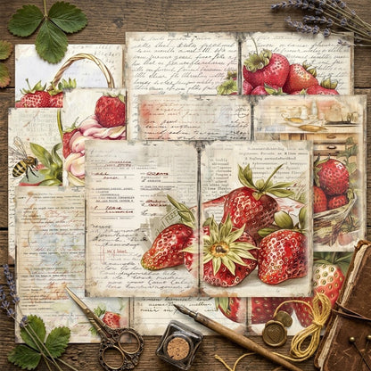 Strawberry Garden Journal Papers 8pcs