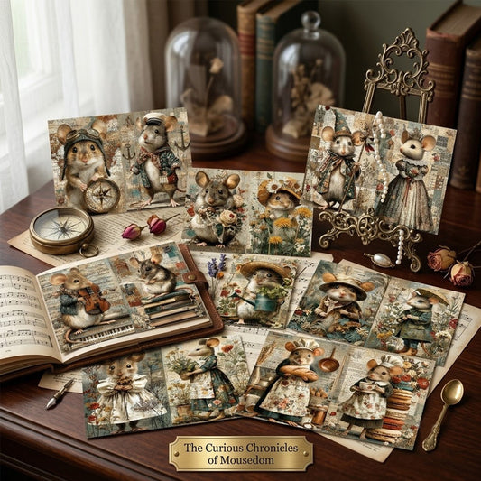 Whimsical Mouse Journal Papers 8pcs