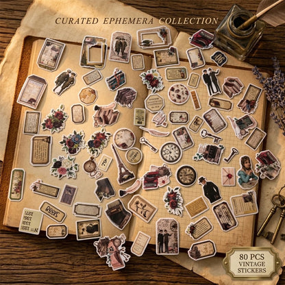 Vintage Parisian Ephemera Stickers 80pcs