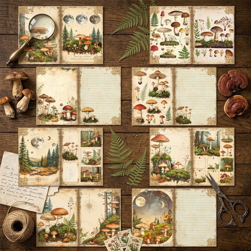 Mushroom Botanical Journal Papers 8pcs