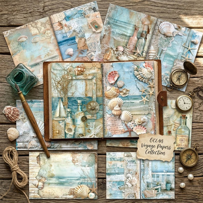 Vintage Ocean Voyage Journal Papers 8 pcs