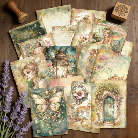 Whimsical Fairy Garden Papers 16pcs