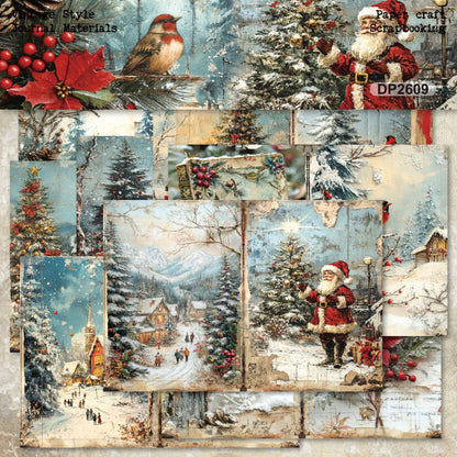 Christmas Watercolor Journal Papers 8pcs