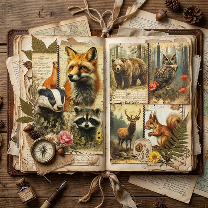 Woodland Wildlife Journal Papers 8pcs