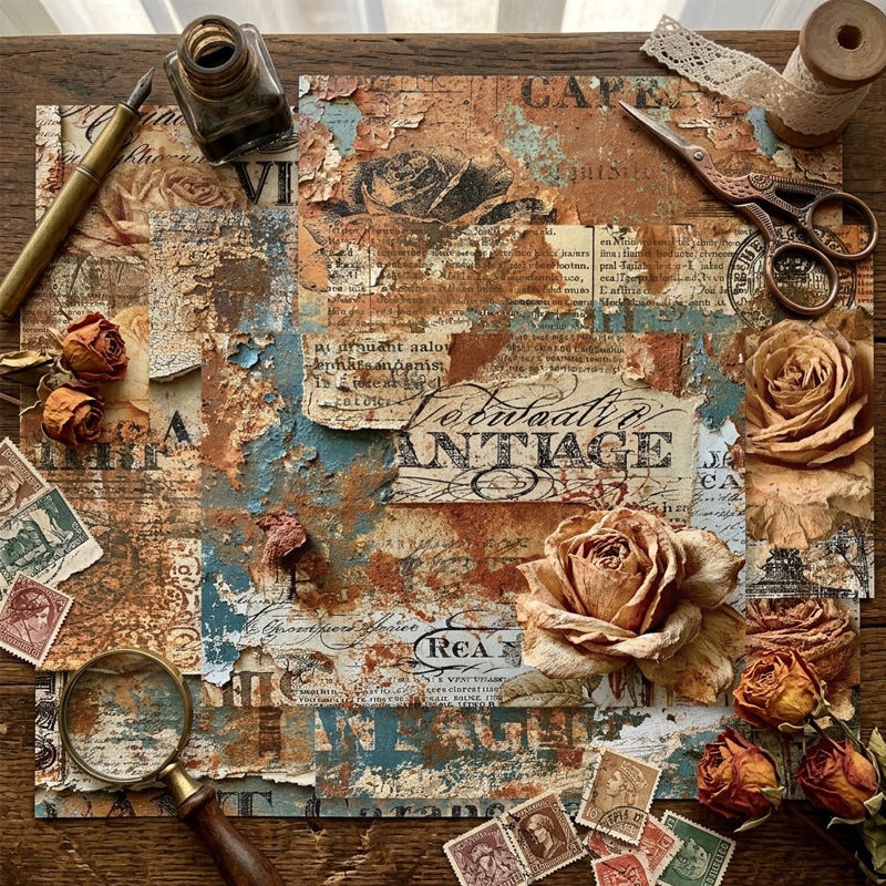 Rose Antique Ephemera Journal Papers 8pcs