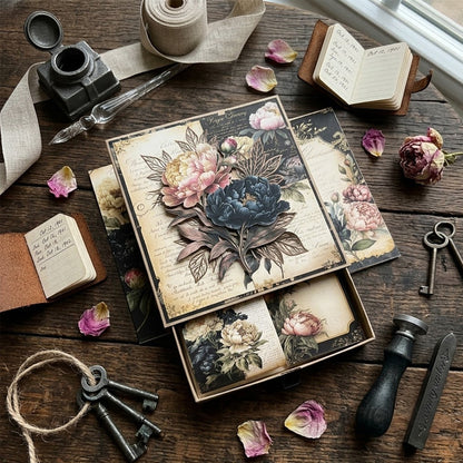 Midnight Peony Journal Papers 8pcs
