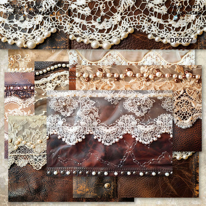 Lace Leather Papers 8pcs