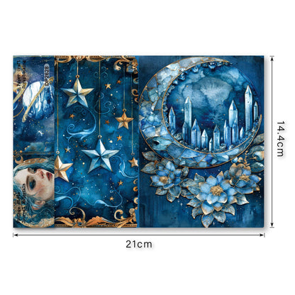 Celestial Blue Fantasy Papers 8pcs