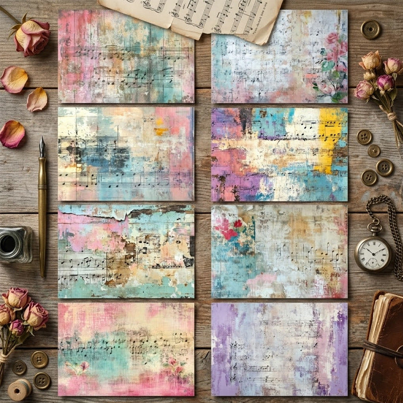 Watercolor Music Sheet Papers 8pcs
