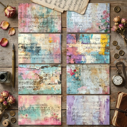 Watercolor Music Sheet Papers 8pcs