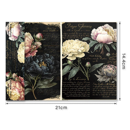 Midnight Peony Journal Papers 8pcs
