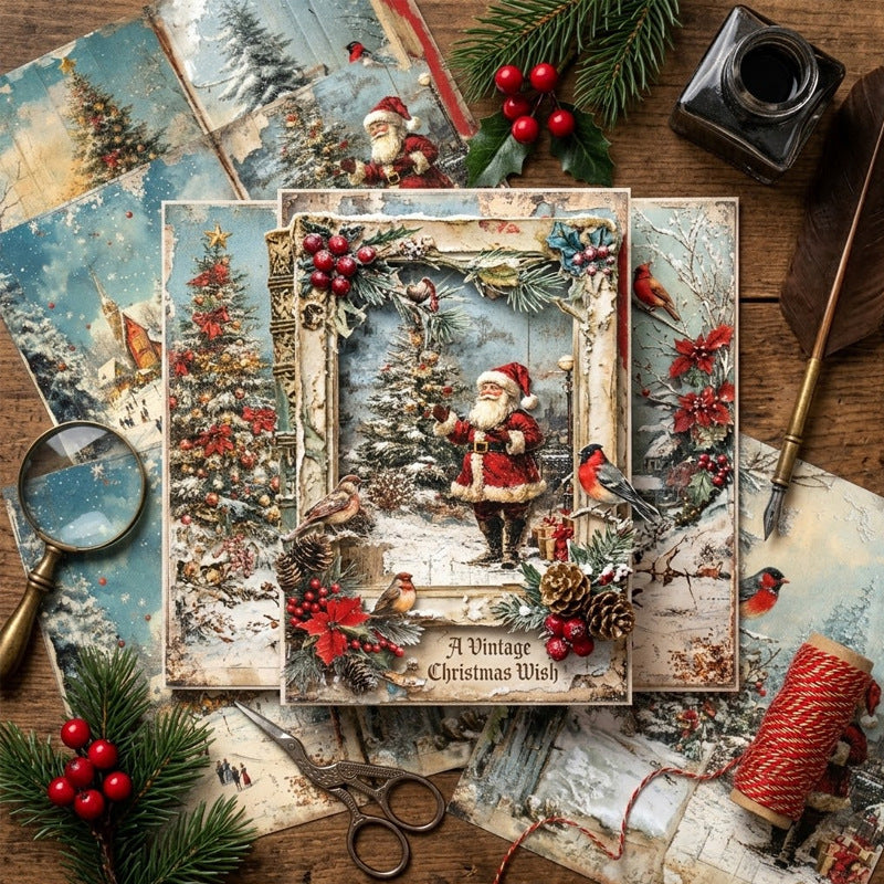 Christmas Watercolor Journal Papers 8pcs