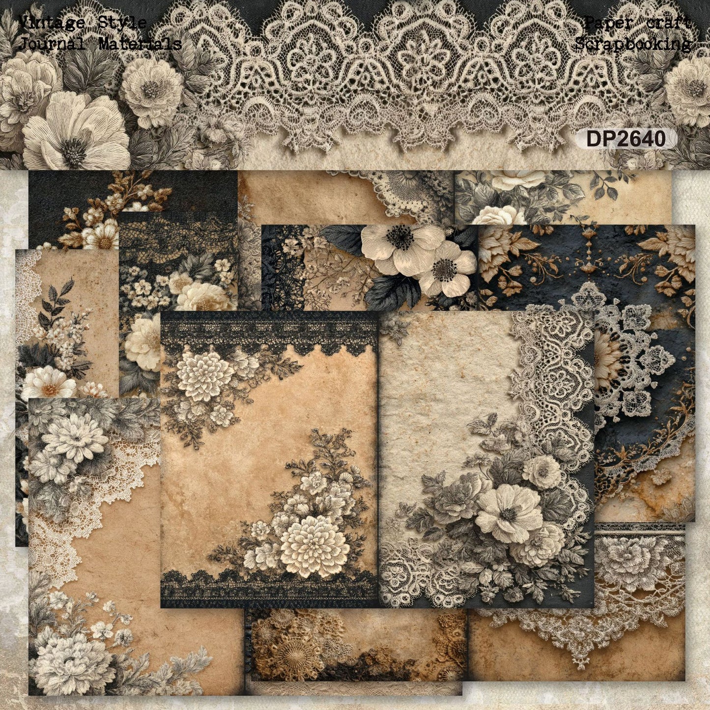 Lace Floral Journal Papers 8pcs
