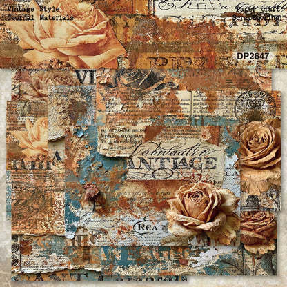 Rose Antique Ephemera Journal Papers 8pcs