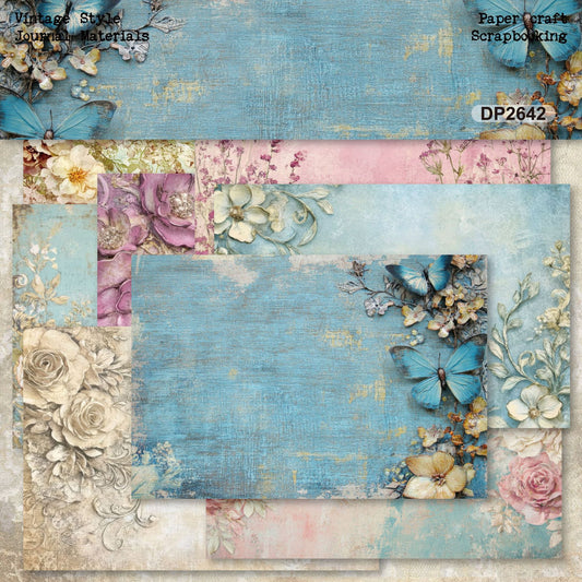 Pastel Floral Journal Papers 8pcs
