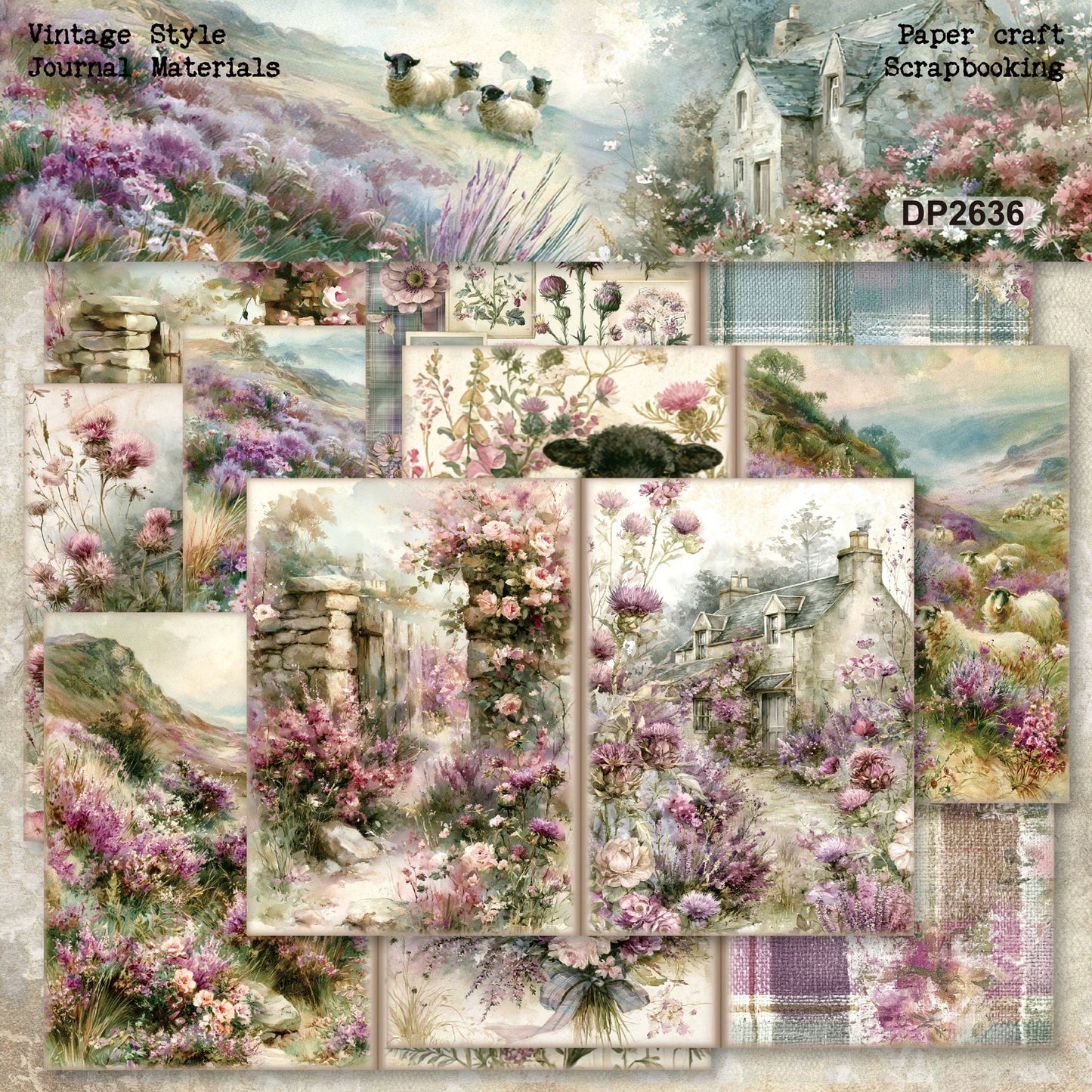 Lavender Meadow Journal Papers 8pcs