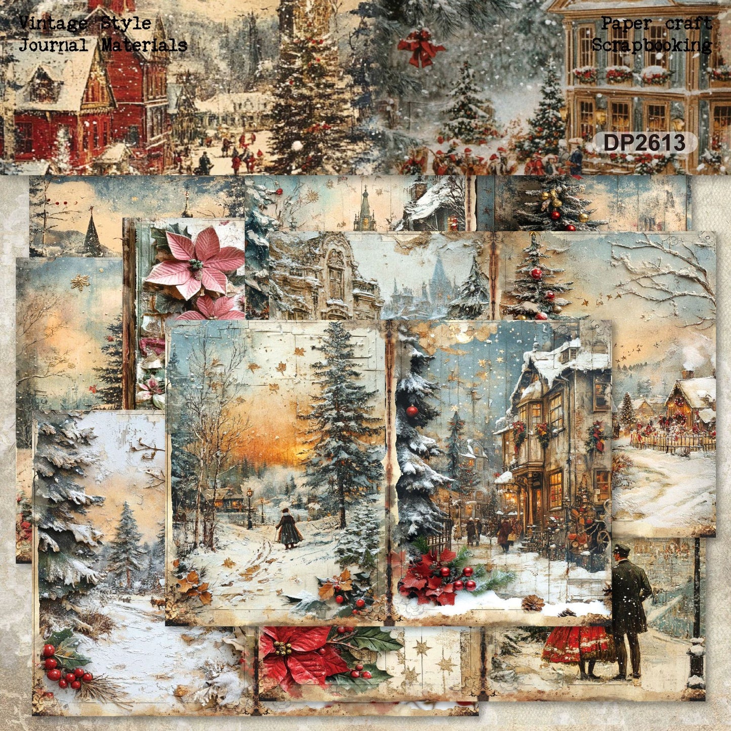 Christmas Village Journal Papers 8pcs