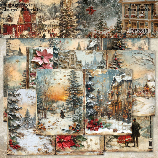 Christmas Village Journal Papers 8pcs