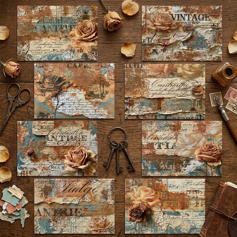 Rose Antique Ephemera Journal Papers 8pcs