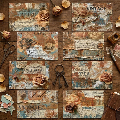 Rose Antique Ephemera Journal Papers 8pcs