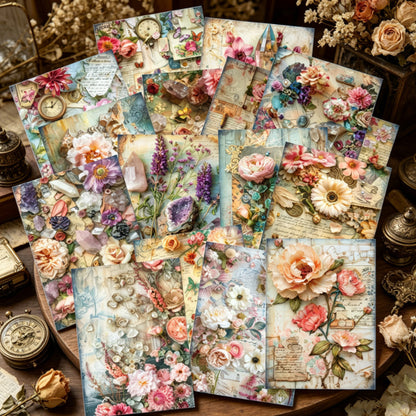Vintage Botanical Papers 16pcs