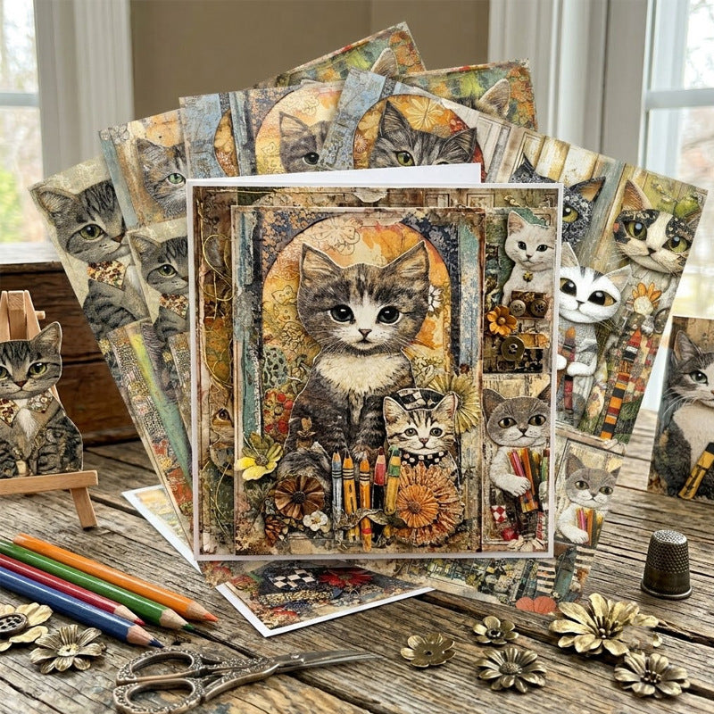 Cute Cat Journal Papers 8pcs