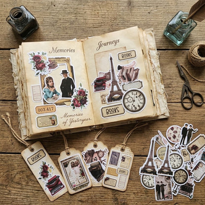 Vintage Parisian Ephemera Stickers 80pcs
