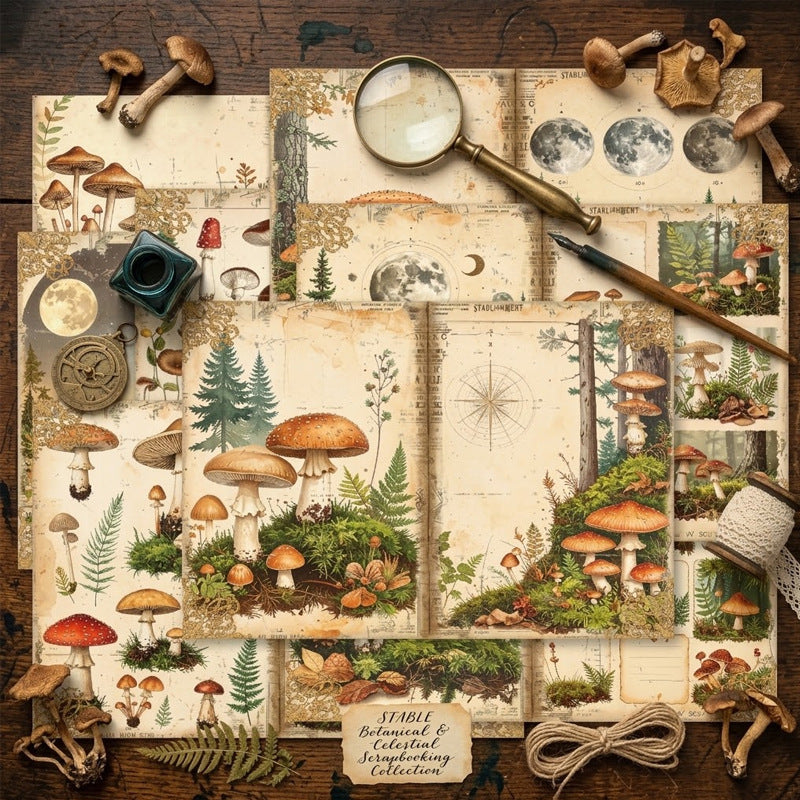 Mushroom Botanical Journal Papers 8pcs