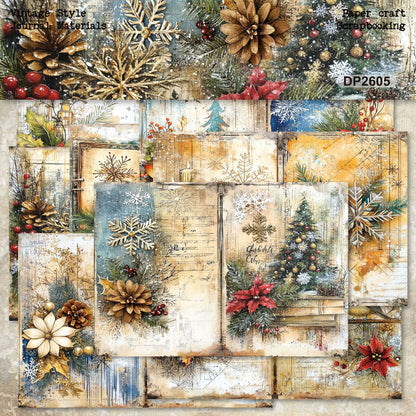 Watercolor Christmas Journal Papers 8pcs