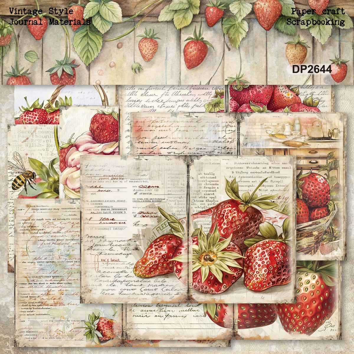 Strawberry Garden Journal Papers 8pcs