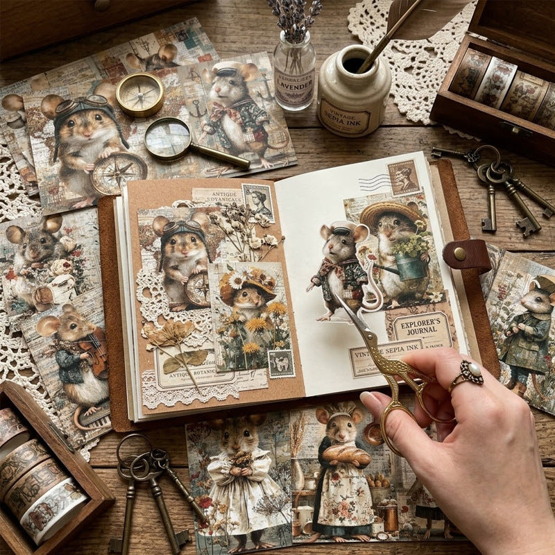 Whimsical Mouse Journal Papers 8pcs