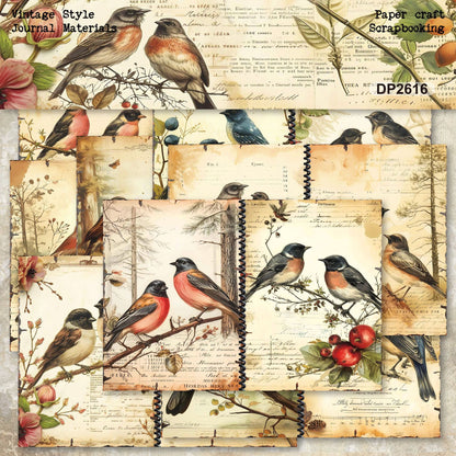 Vintage Songbird Papers 8pcs