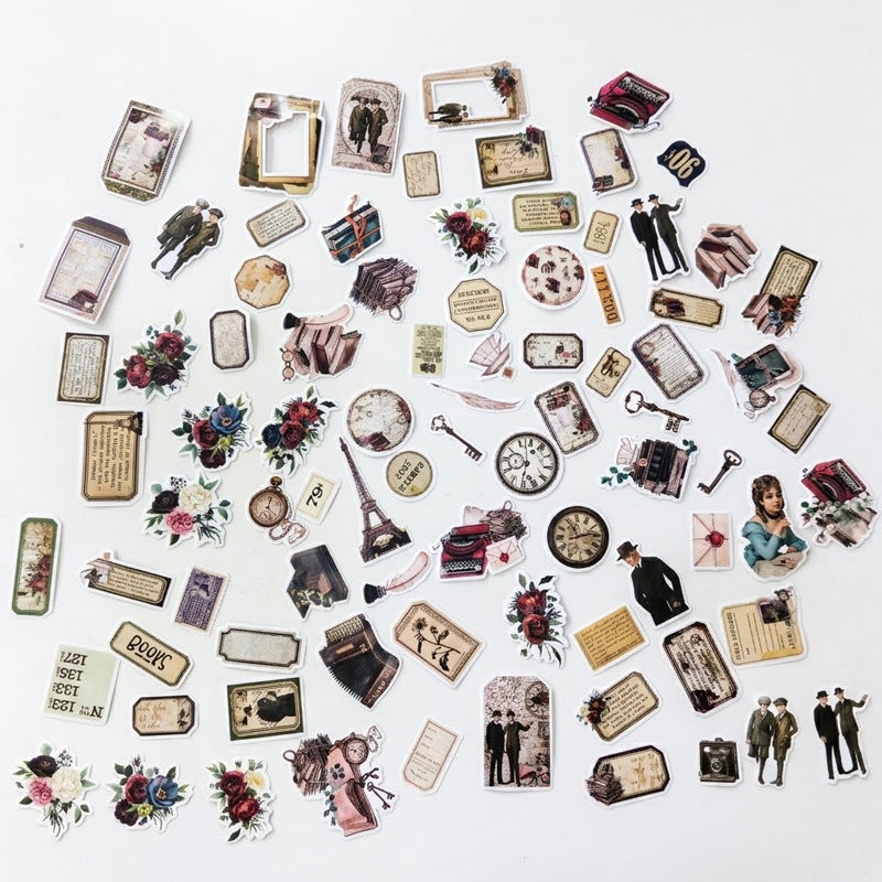 Vintage Parisian Ephemera Stickers 80pcs