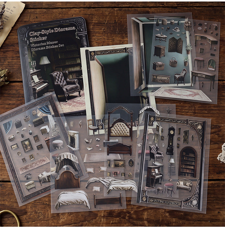 Clay-Style Diorama Stickers Collection