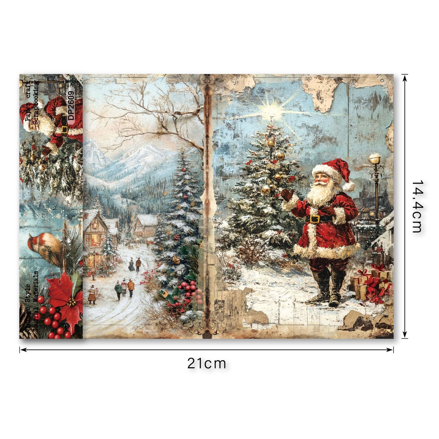 Christmas Watercolor Journal Papers 8pcs