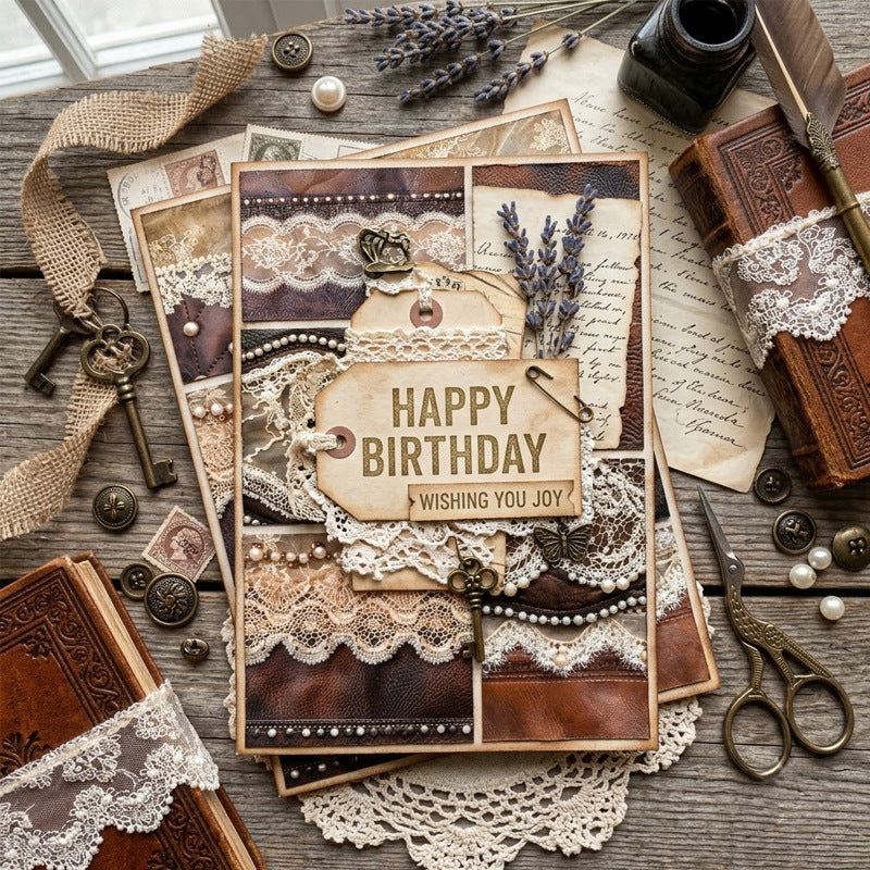 Lace Leather Papers 8pcs