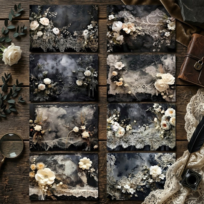Lace Floral Papers 8pcs