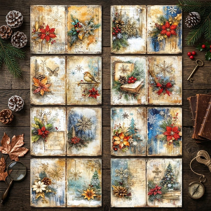 Watercolor Christmas Journal Papers 8pcs