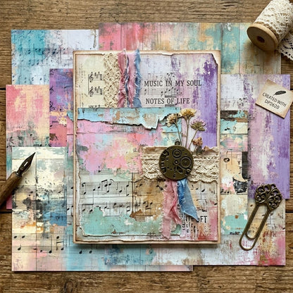 Watercolor Music Sheet Papers 8pcs