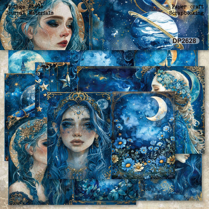 Celestial Blue Fantasy Papers 8pcs